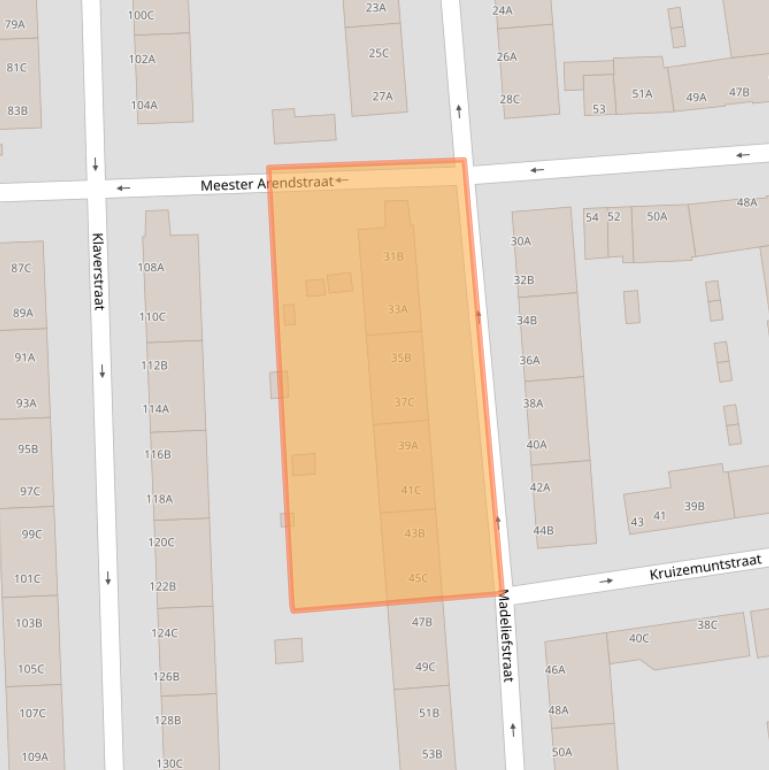 Kaart van postcodegebied 3083TC.