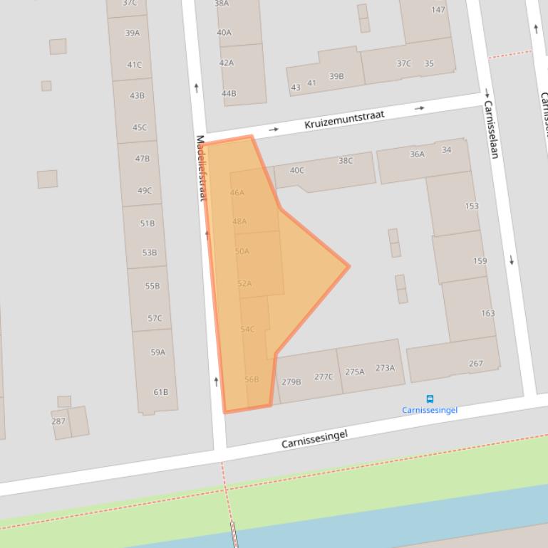 Kaart van postcodegebied 3083TJ.