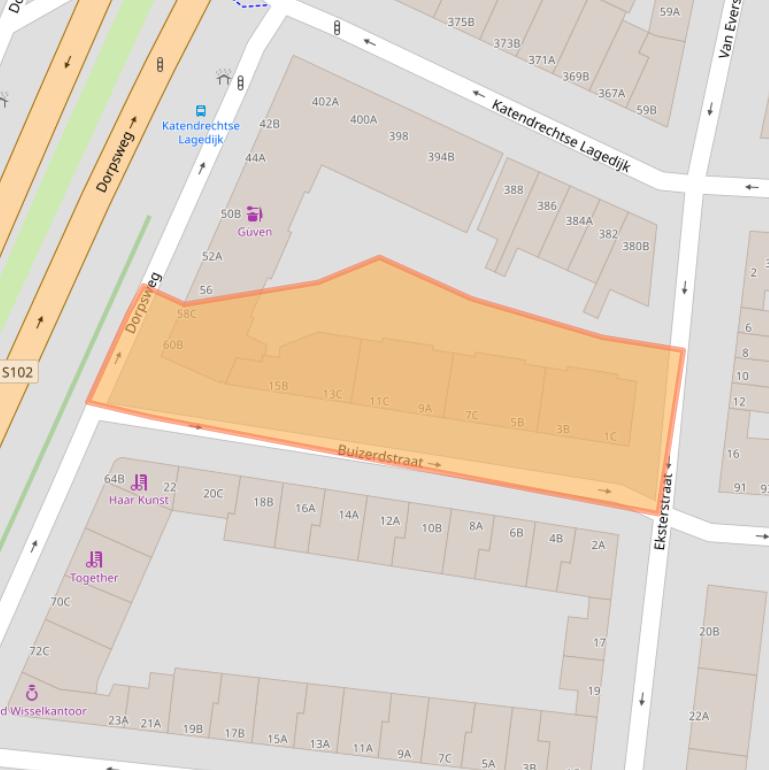 Kaart van postcodegebied 3083ZA.
