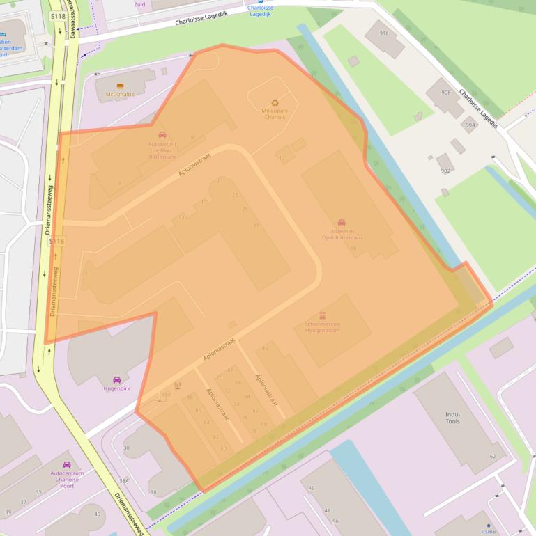 Kaart van postcodegebied 3084CC.