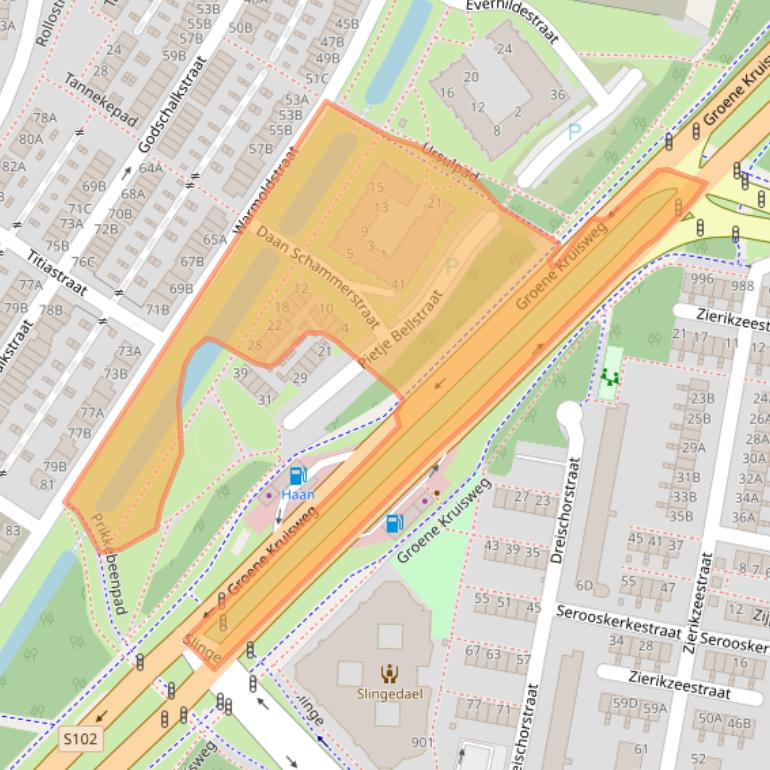 Kaart van postcodegebied 3084MB.