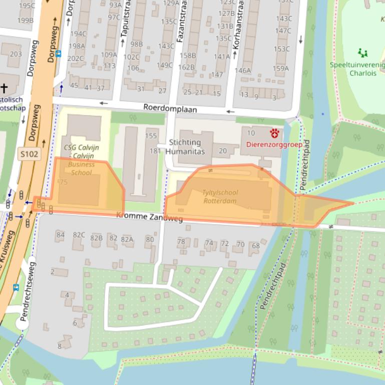 Kaart van postcodegebied 3084NE.