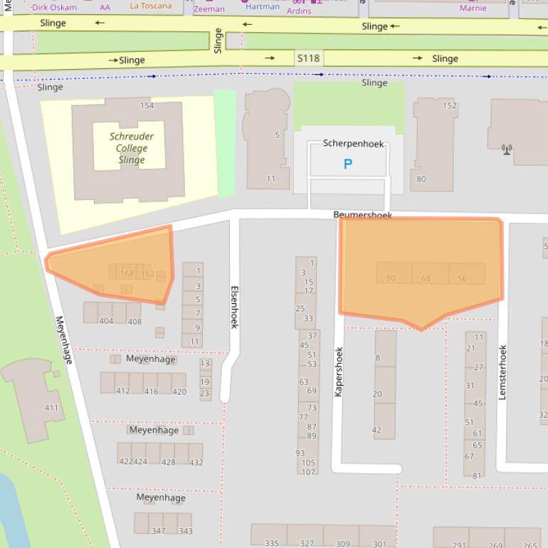 Kaart van postcodegebied 3085EB.