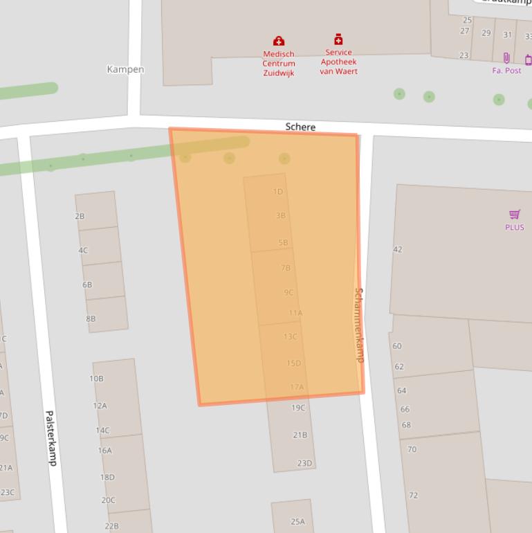 Kaart van postcodegebied 3085GN.
