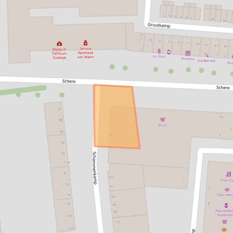 Kaart van postcodegebied 3085GS.