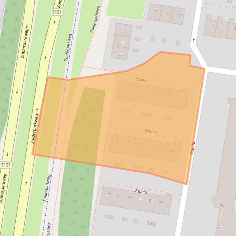 Kaart van postcodegebied 3085MB.