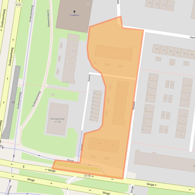 Kaart van postcodegebied 3085MN.