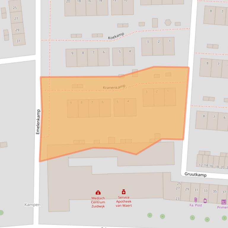 Kaart van postcodegebied 3085SW.
