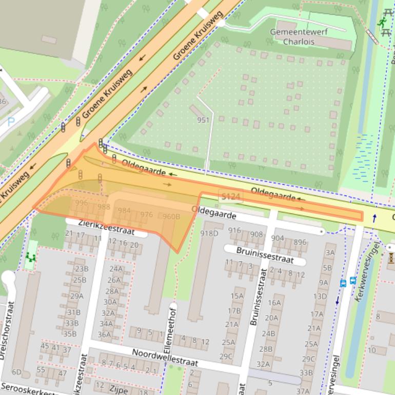 Kaart van postcodegebied 3086AW.