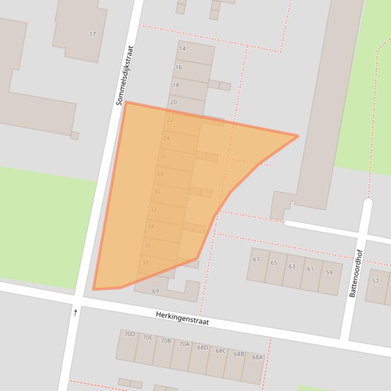 Kaart van postcodegebied 3086BM.