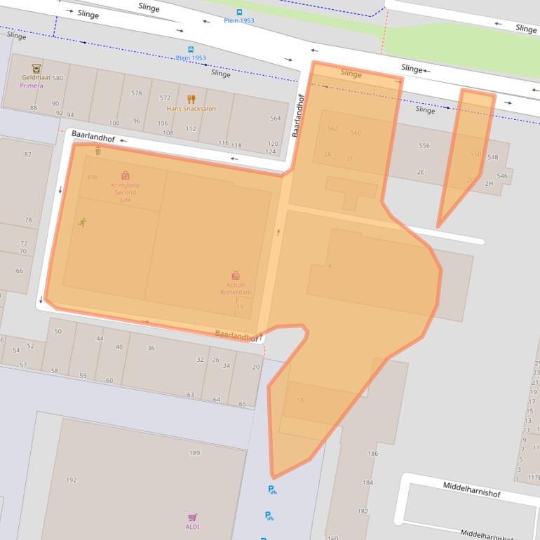 Kaart van postcodegebied 3086EA.