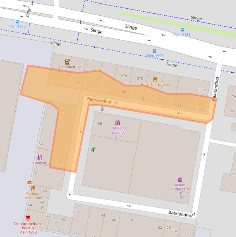 Kaart van postcodegebied 3086EC.