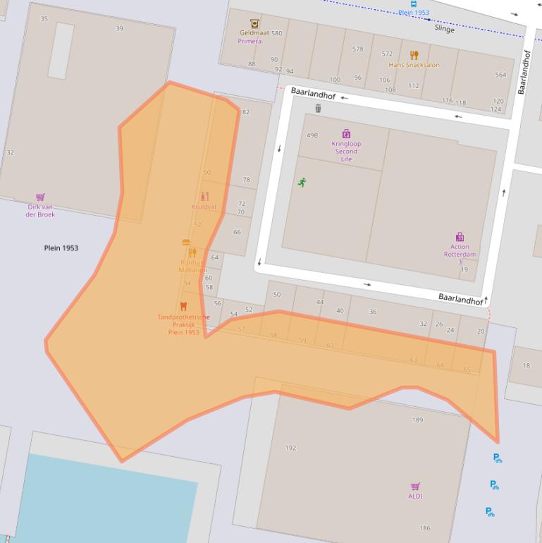 Kaart van postcodegebied 3086EE.