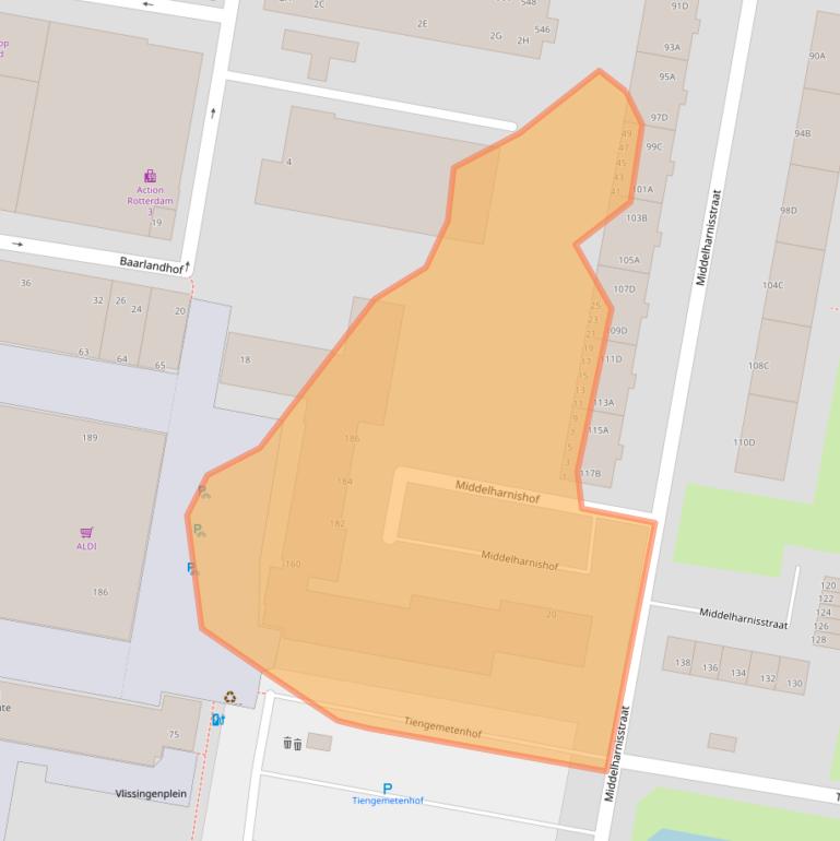 Kaart van postcodegebied 3086GD.