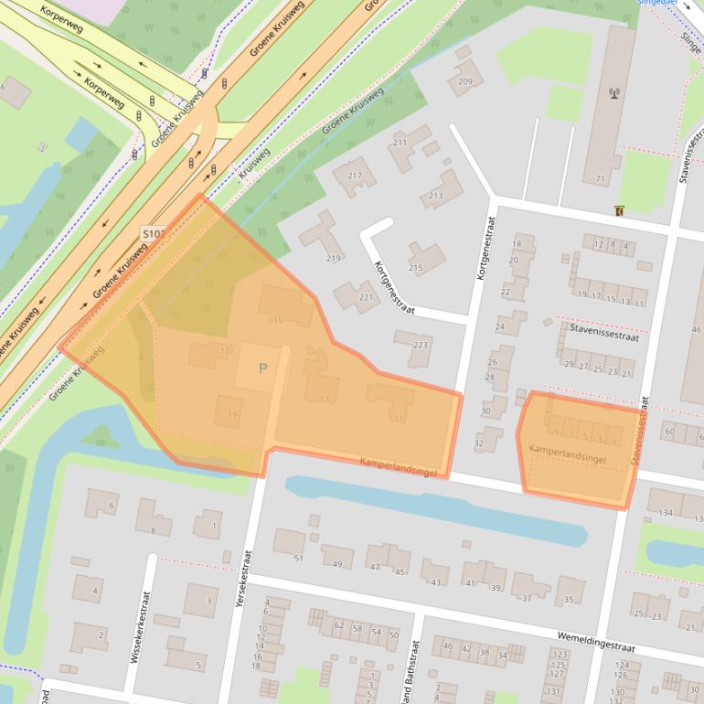 Kaart van postcodegebied 3086JA.