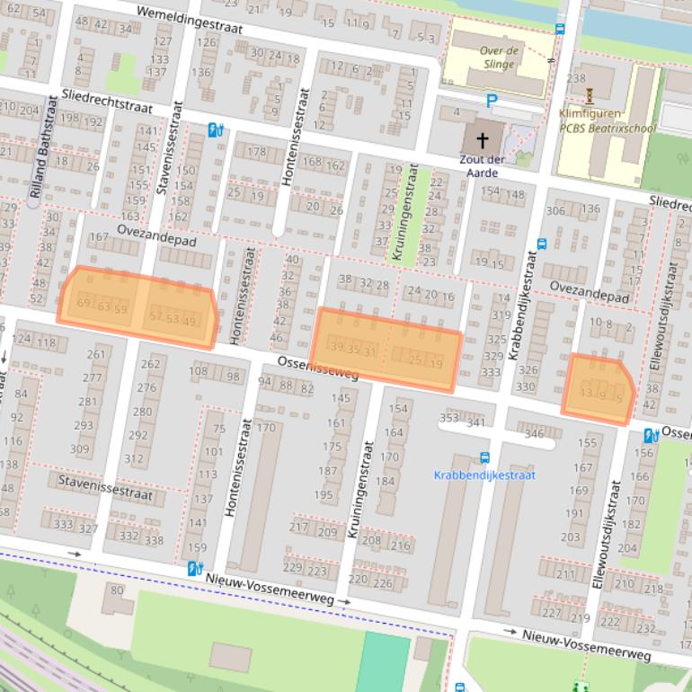 Kaart van postcodegebied 3086KW.