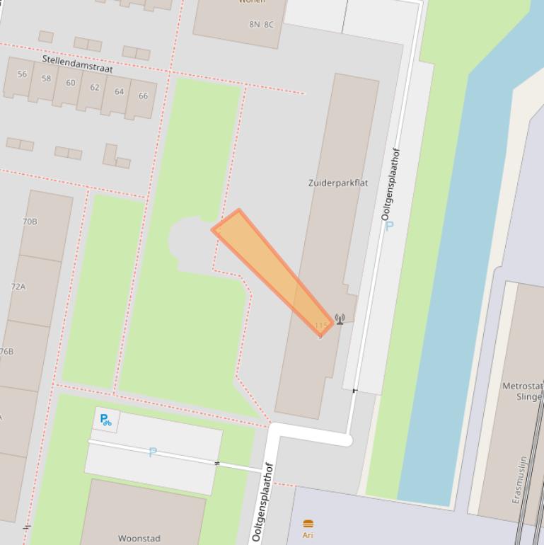 Kaart van postcodegebied 3086NG.