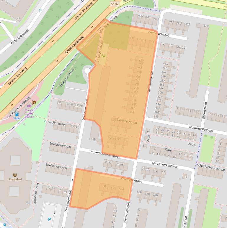 Kaart van postcodegebied 3086PG.