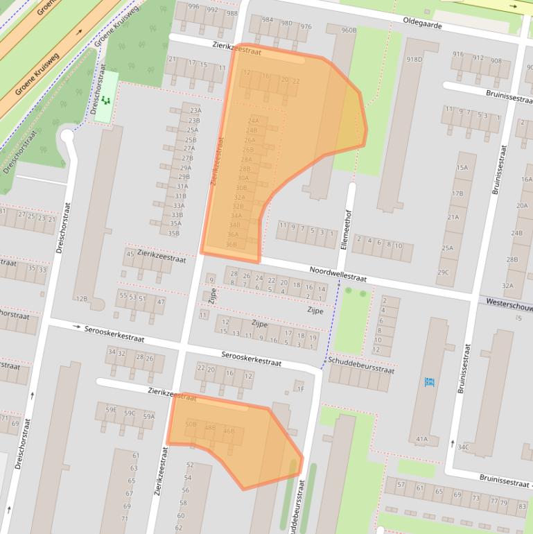 Kaart van postcodegebied 3086PM.