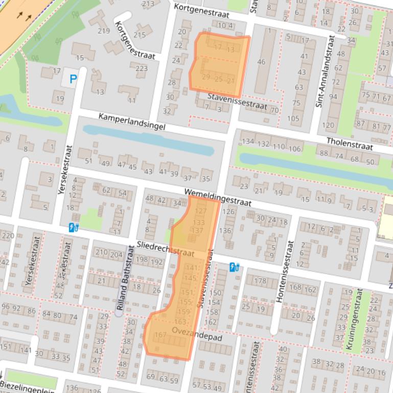 Kaart van postcodegebied 3086RA.