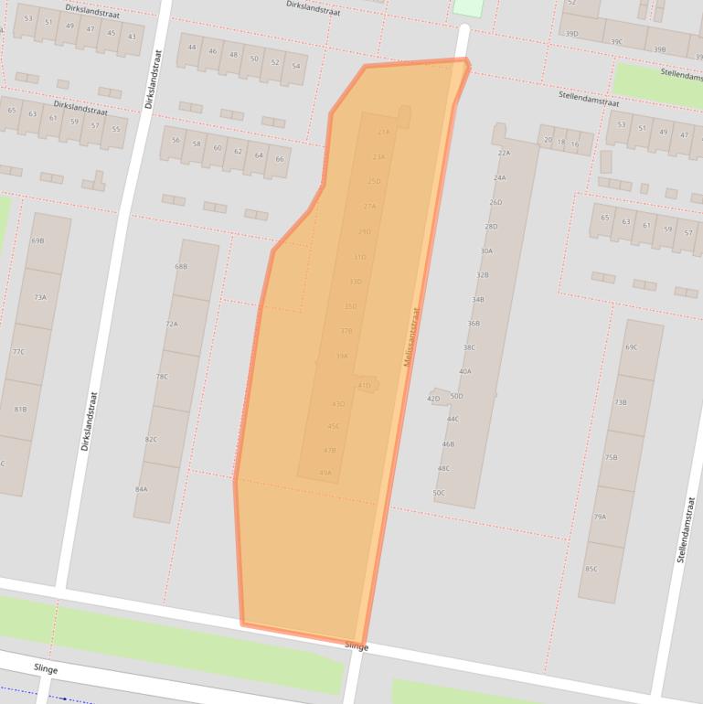 Kaart van postcodegebied 3086XA.