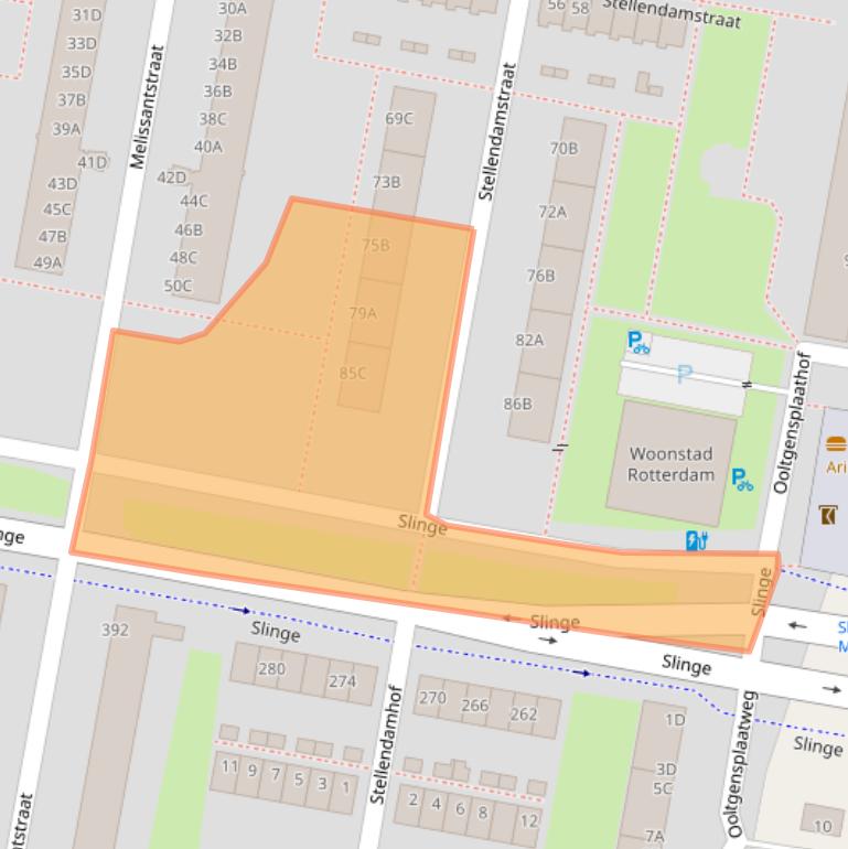 Kaart van postcodegebied 3086ZH.