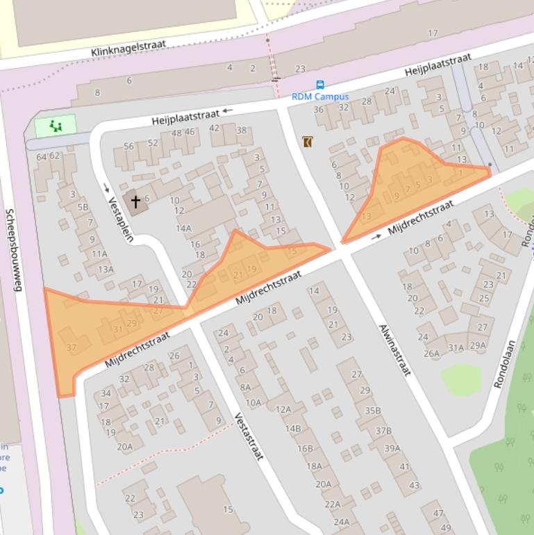 Kaart van postcodegebied 3089RE.