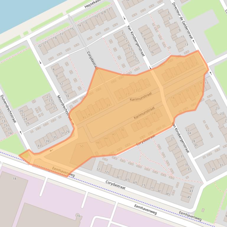 Kaart van postcodegebied 3089SM.