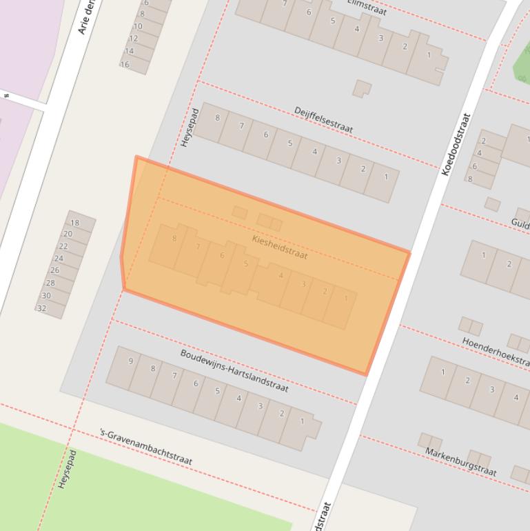 Kaart van postcodegebied 3089SN.