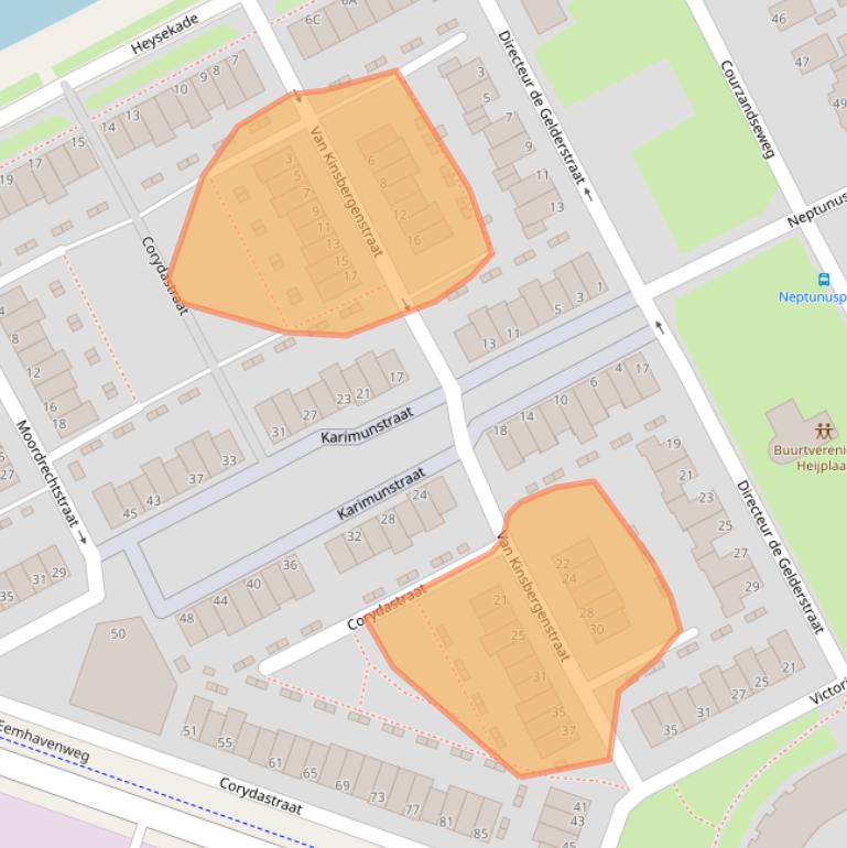 Kaart van postcodegebied 3089SR.