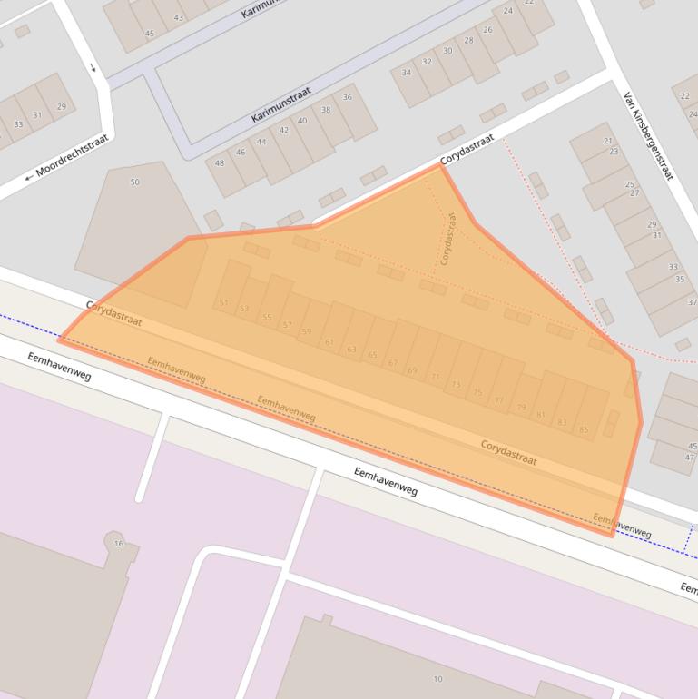 Kaart van postcodegebied 3089TA.