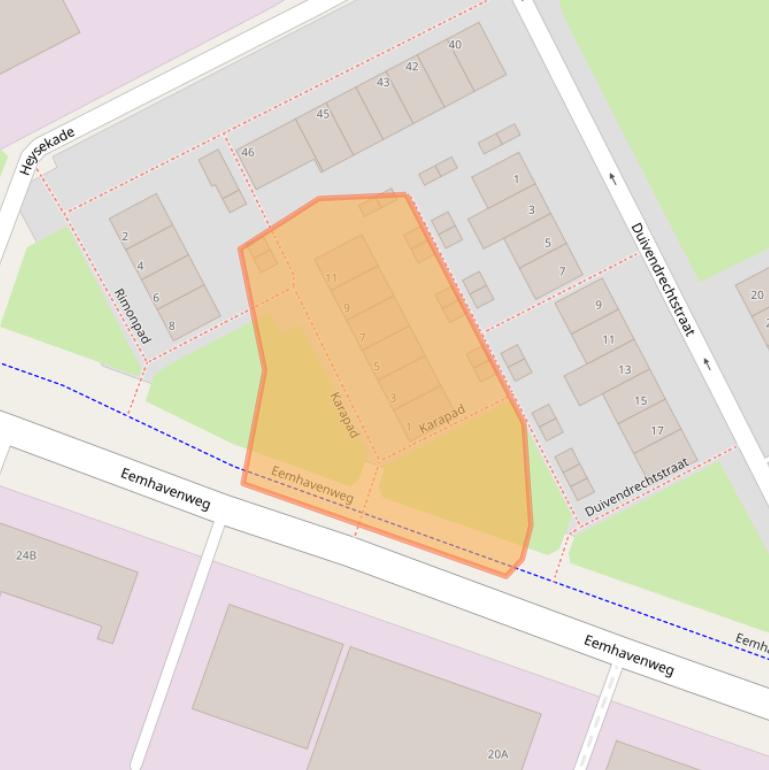 Kaart van postcodegebied 3089TN.