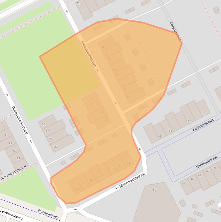 Kaart van postcodegebied 3089TR.