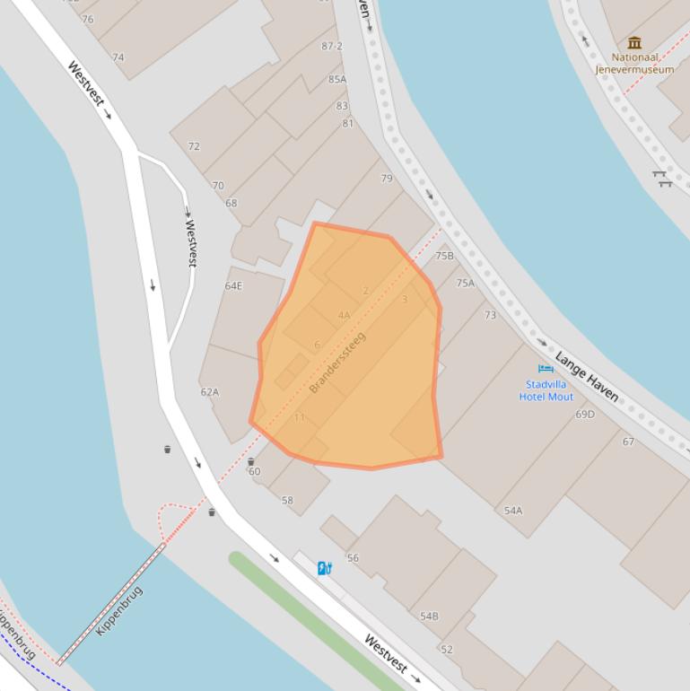 Kaart van postcodegebied 3111BA.