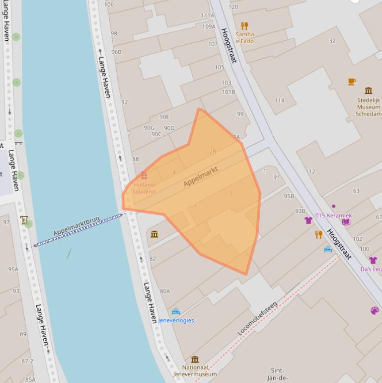 Kaart van postcodegebied 3111JA.