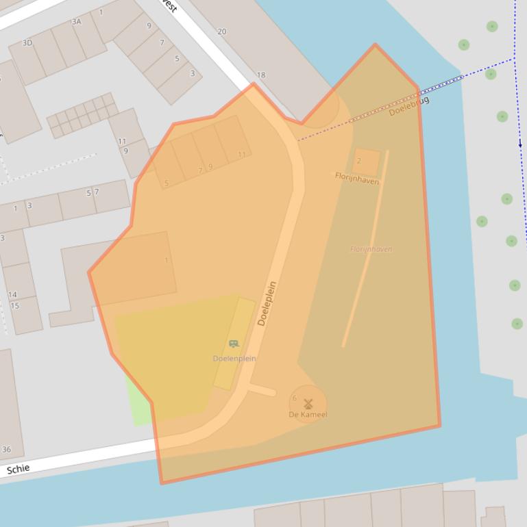 Kaart van postcodegebied 3111PA.