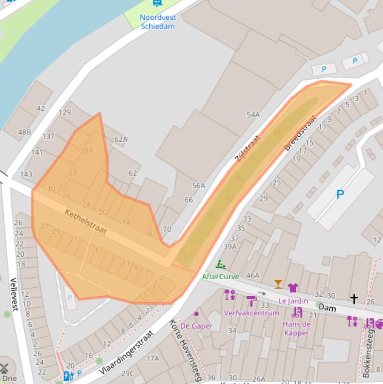 Kaart van postcodegebied 3111PC.