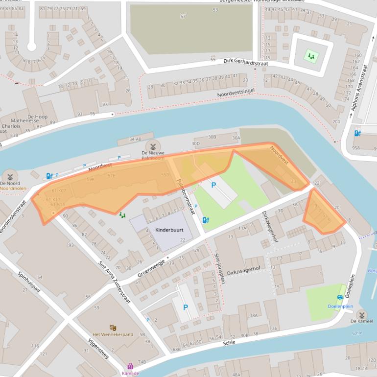 Kaart van postcodegebied 3111PE.