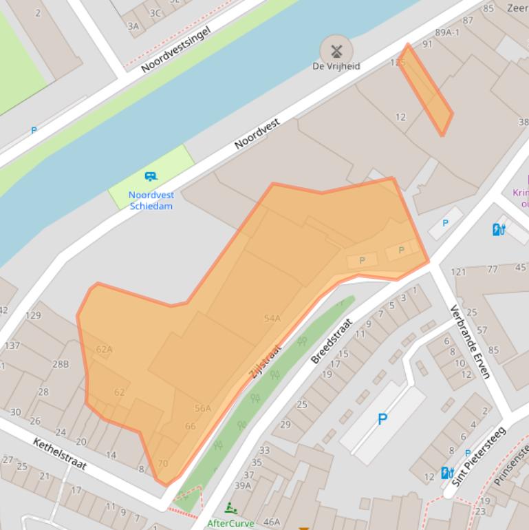 Kaart van postcodegebied 3111PS.