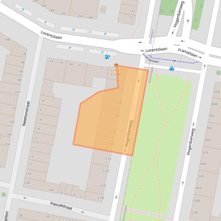 Kaart van postcodegebied 3112CE.