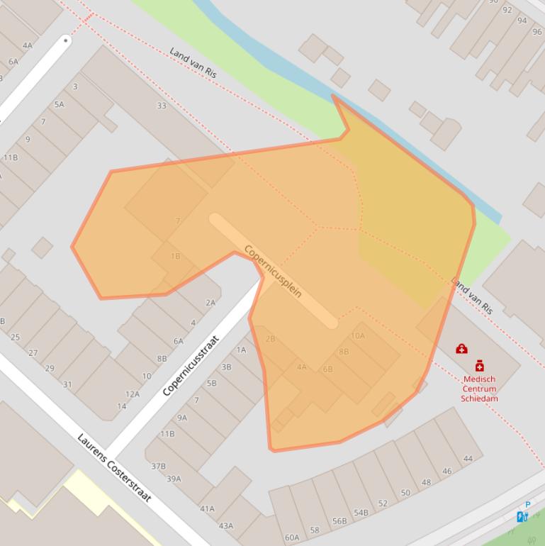 Kaart van postcodegebied 3112DJ.