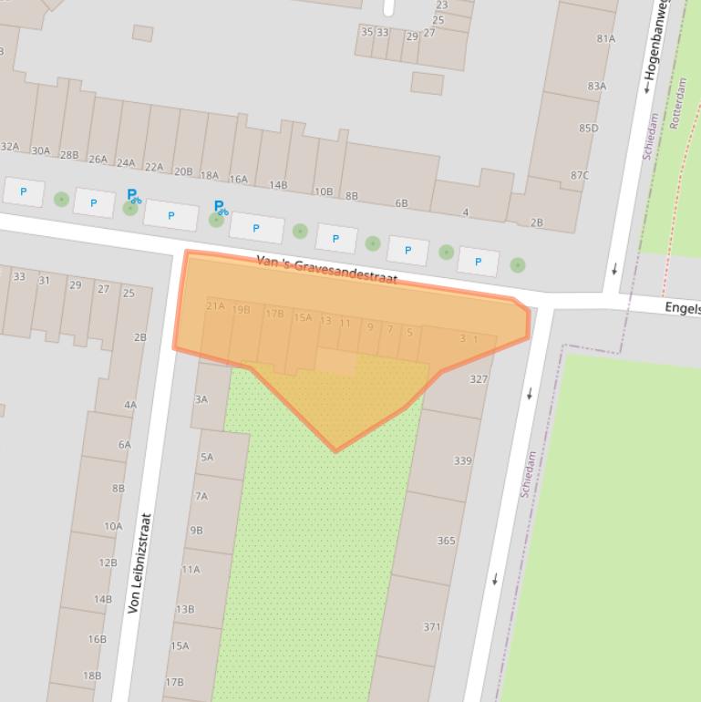 Kaart van postcodegebied 3112JJ.