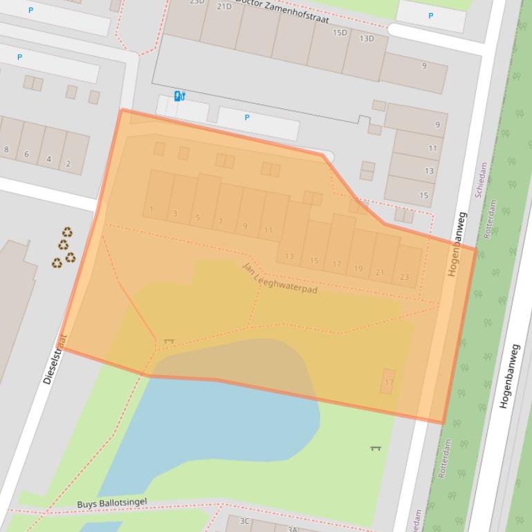 Kaart van postcodegebied 3112ZG.