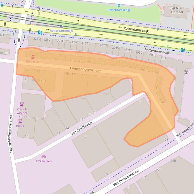 Kaart van postcodegebied 3113AA.