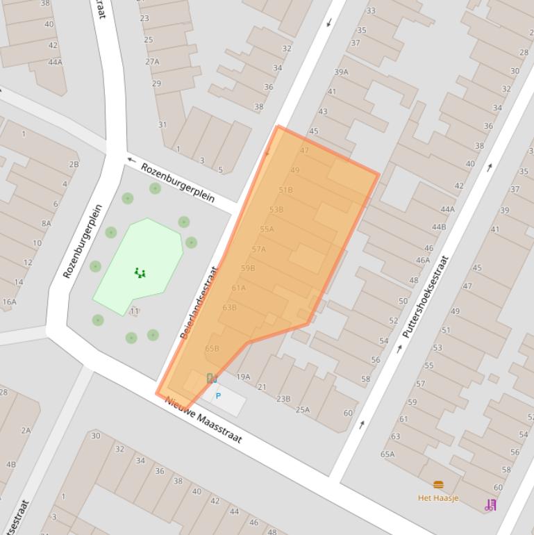 Kaart van postcodegebied 3114BC.