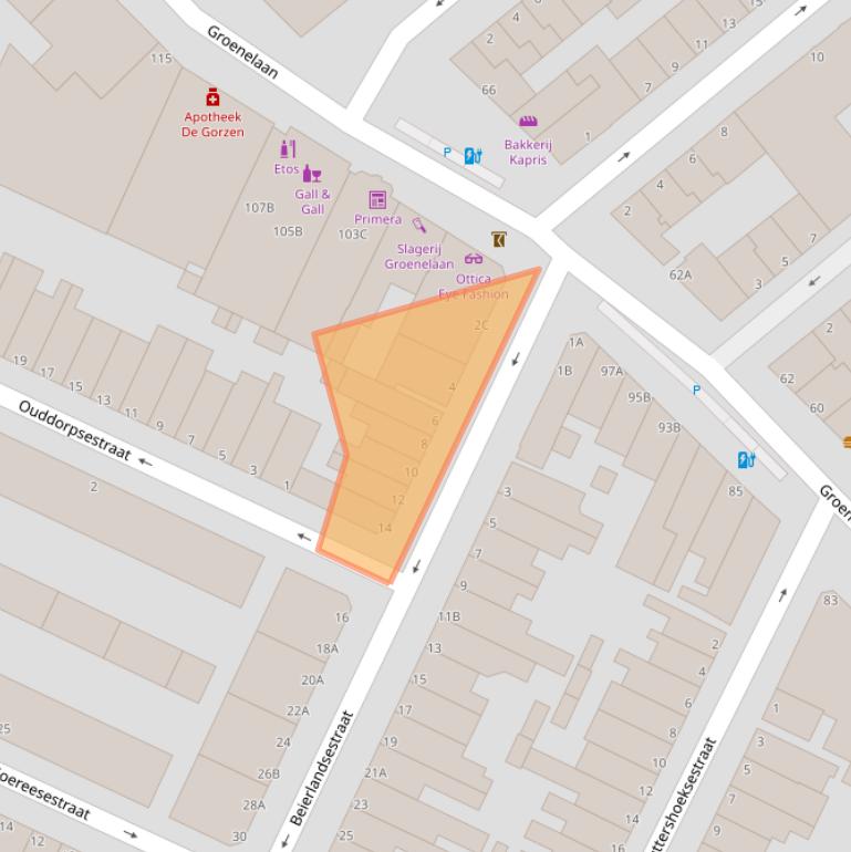 Kaart van postcodegebied 3114BD.