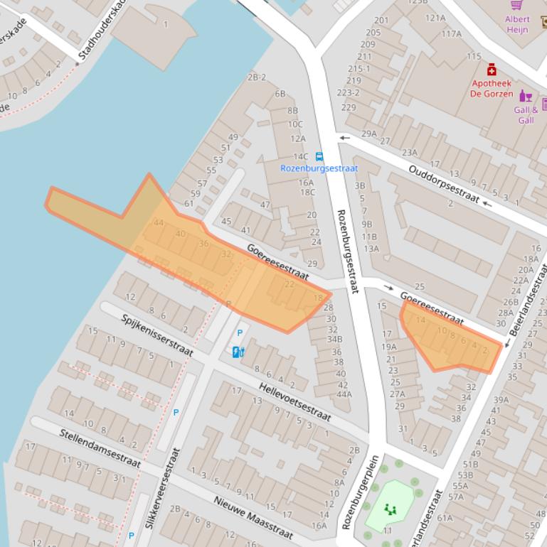 Kaart van postcodegebied 3114BH.