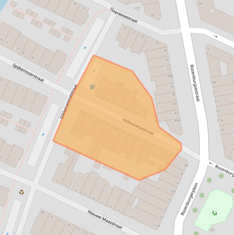 Kaart van postcodegebied 3114BJ.