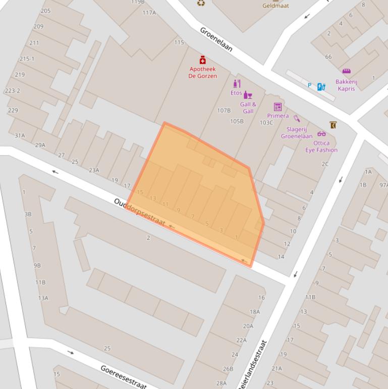 Kaart van postcodegebied 3114BK.