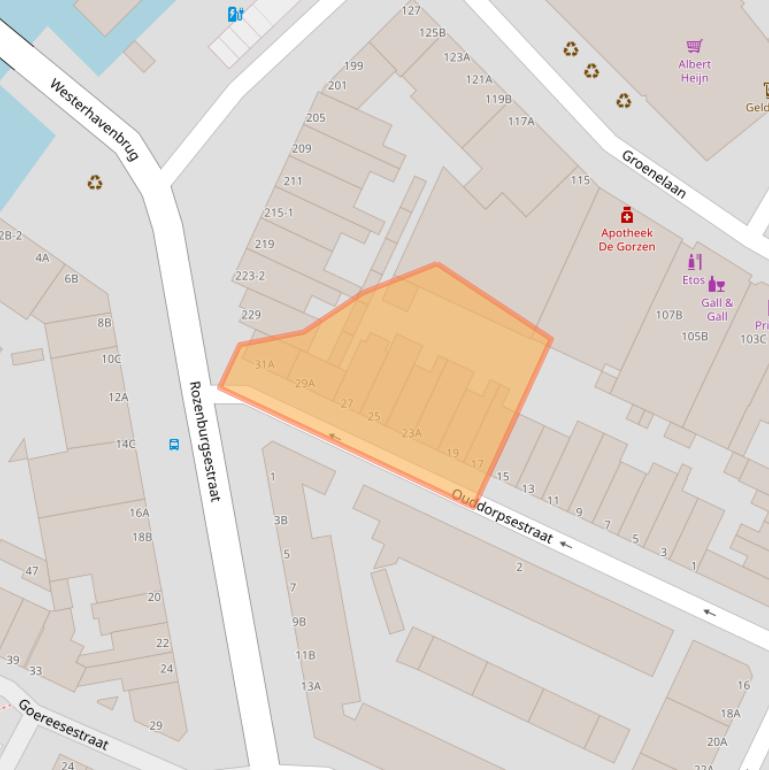 Kaart van postcodegebied 3114BL.